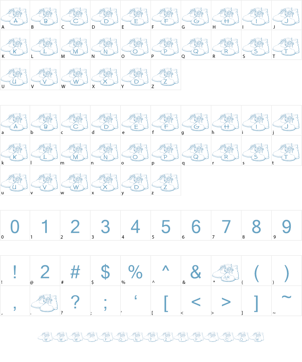 JLR Bronzed Shoes Font Character